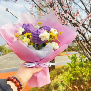 Tulip Handwoven Yarn Bouquet, Perfect Valentine's Day and New Year Gift, Versatile Home Decor, Model Xinghao