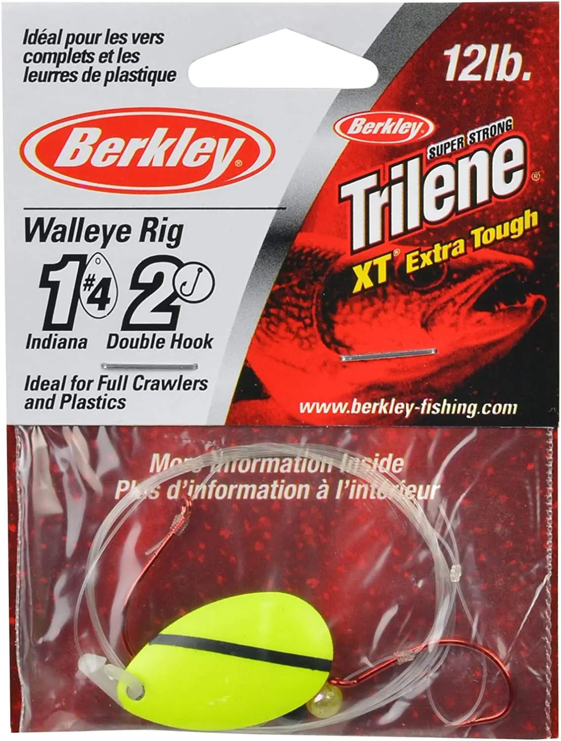 Walleye Fishing Lures - 42in Indiana Blade Crawler Harness with Double-Hook Option, Quick Change Clevis, 12lb Monofilament Line Rig, Faster Blade, Glow/Black Stripe, Hammered Gold, Less Thump, Plastic Components, Customizable Trolling Rig, 42 Inch
