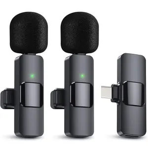Wireless Clip-on Microphone for iOS Android PC, Directional Recording for Video, Podcast, Vlog & Live Streaming, USB Rechargeable with Noise Reduction, Wireless Lavalier Mics