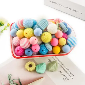 Silicone Beads Kit, 23pcs/set 20mm Colorful Beads & 15mm Silicone Beads, DIY Craft Supplies for Keychain Pendant, DIY Accessories