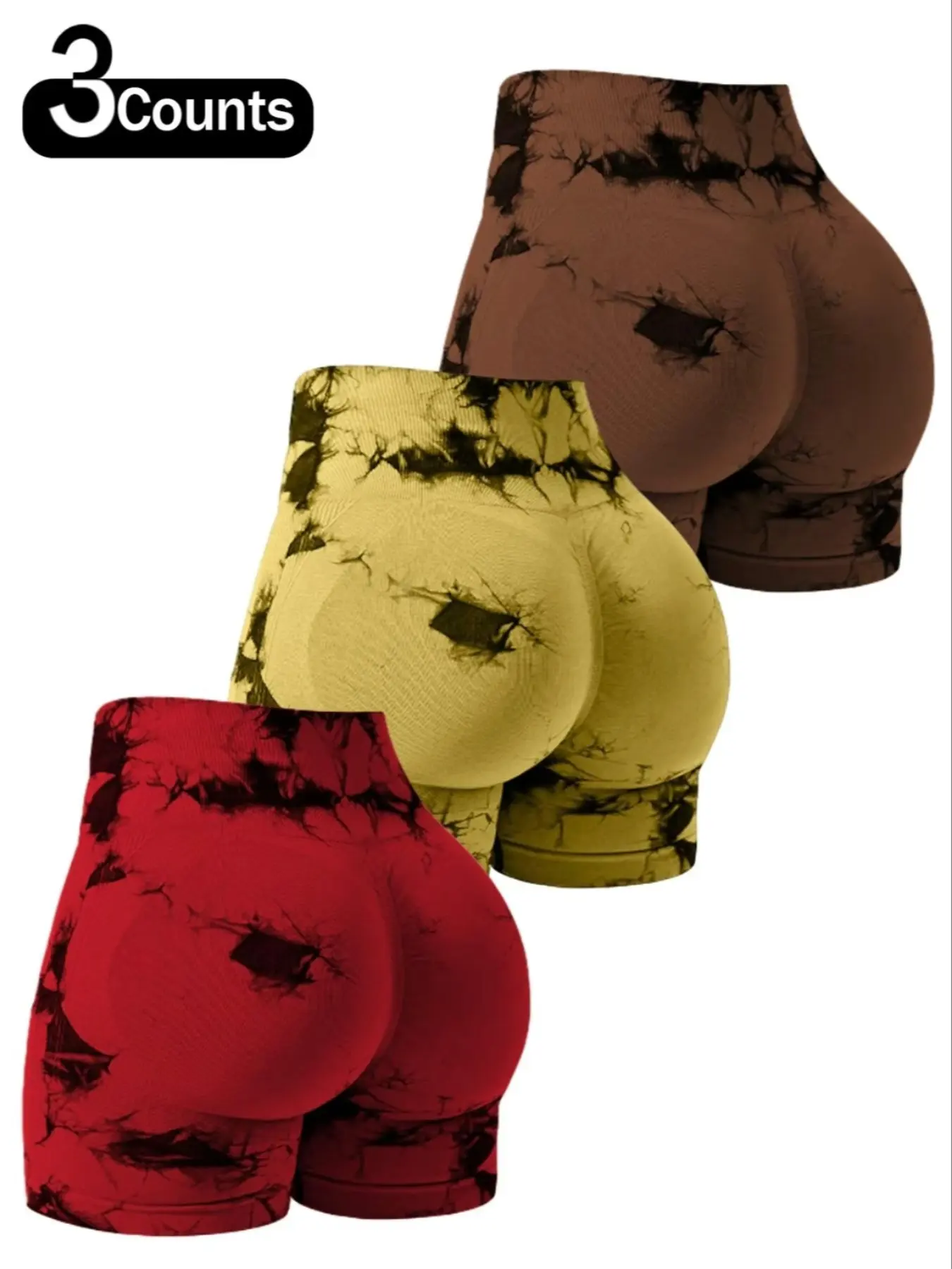 Women's High Waist Seamless Tie Dye Gym Shorts, Wide Elastic Band Gym & Cycling Workout Pants, Stretchy Activewear for Women, Soft Stretch Shorts, Athletic Shorts Women's High Waist Seamless Tie Dye Gym Shorts, Wide Elastic Band Gym & Cycling Workout Pants, Stretchy Activewear for Women, Soft Stretch Shorts, Athletic Shorts