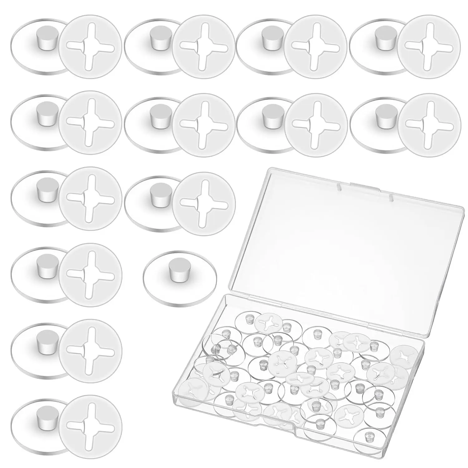 24 PCS Clear Bib Snaps for Runners, Race Number Buckle Fixing System, Triathlon Race Bib Holder, Reusable Running Bib Clips for Runners Marathon, Skating, Track