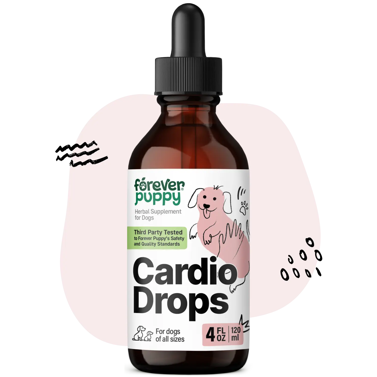 Cardio Drops for Dogs - Heart Support for Dogs w/Hawthorn Berry & Motherwort Herb - Liquid Antioxidant Supplement w/Gotu Kola Leaves & Lavender Extract - 4 fl oz