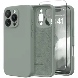 Magnetic Case For iPhone 16 Pro Max, Compatible with MagSafe, [Full Protection][Screen Protector] Silicone Shockproof Protective Phone Case For iPhone 16 Pro Max 6.9", Green