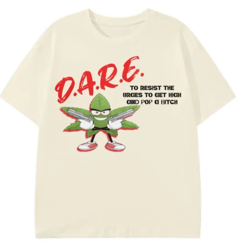 D.A.R.E. Unisex Classic T-Shirt 180 GSM Casual Design Resists Violence and Drugs with Iconic Leaf Graphic