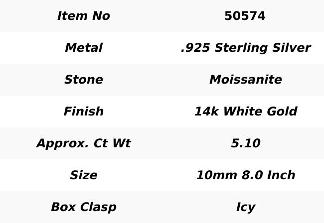 10MM Moissanite Diamond Miami Cuban Iced Sterling Silver Bracelet Mens Sizable