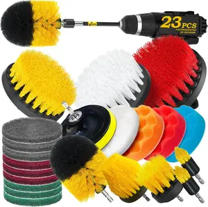 23Pack Drill Brush Attachments Set, Scrub Pads & Sponge, Buffing Pads, Power Scrubber Brush with Extend Long Attachment