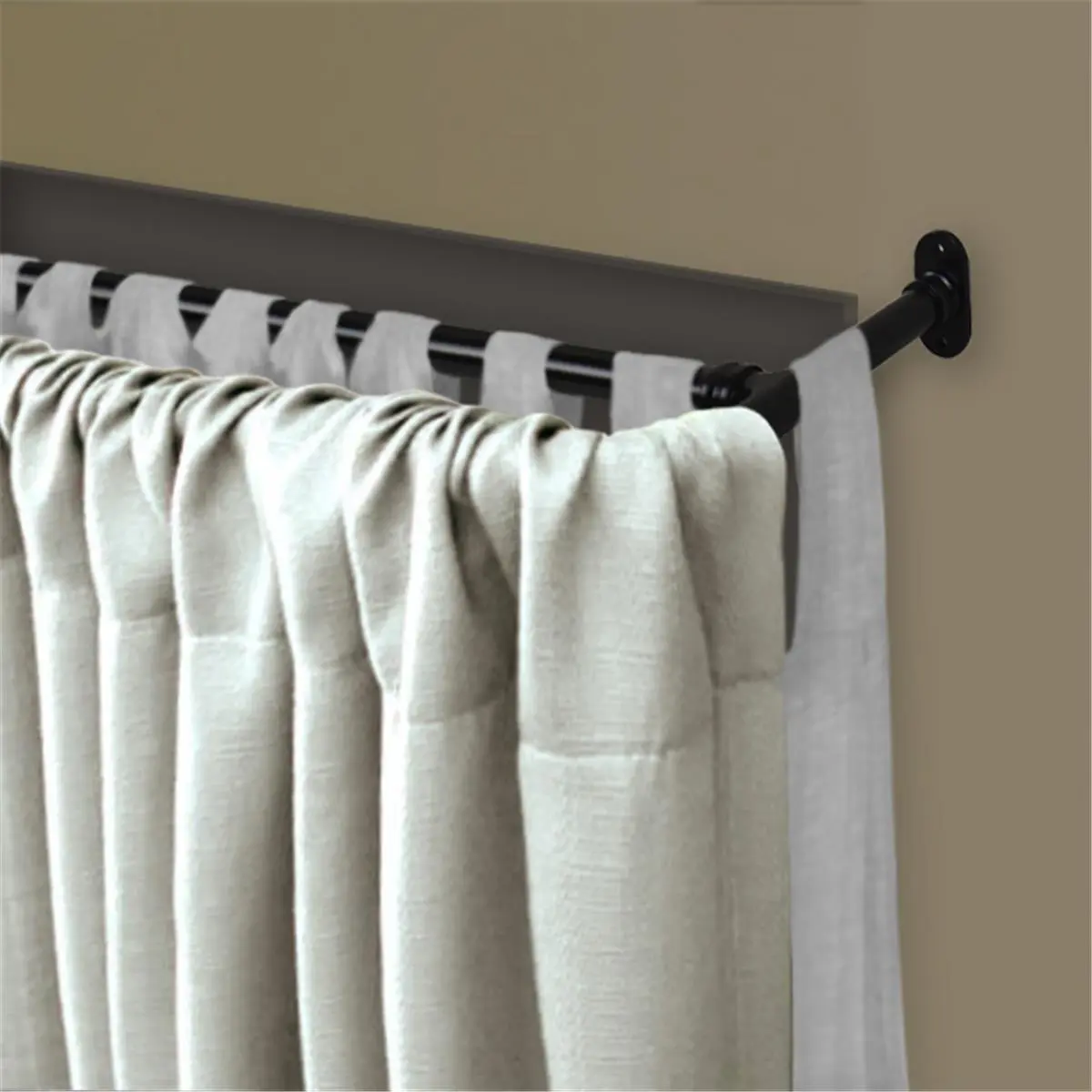 212 MAIN Black Double Blackout Telescopic Curtain Rod - 0.625 in. Diameter, 28-48 in. Telescopic Ext., Double Pipe, Curtain Rods for Windows, Room Decor Accessory, .625" Rod