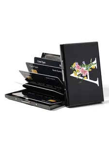 Floral & Letter Pattern Card Holder, Ultra-thin Metal Hard Shell Card Bag, RFID Blocking Credit Card Wallet, Suitable for Both Female and Male