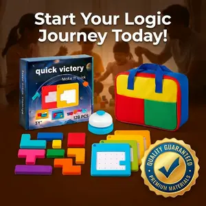 Educational Logic Puzzle Blocks Set - Progressive Difficulty Challenge Cards for Spatial Reasoning, Montessori Inspired STEM Toy for Kids 3+, Problem-Solving Brain Teaser Gift