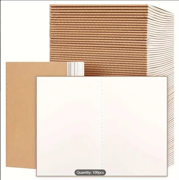 100pcs, A5 Kraft Notebooks, Blank Page Journals In Bulk, Sketchbooks Bulk For Adults, 60 Pages, 80GSM, 8.3 X 5.5 Inch, Travel Journal Set, For Art Camp, Travelers, Office Supplies, School Supplies, Back To School, Libretas, Notebooks For School
