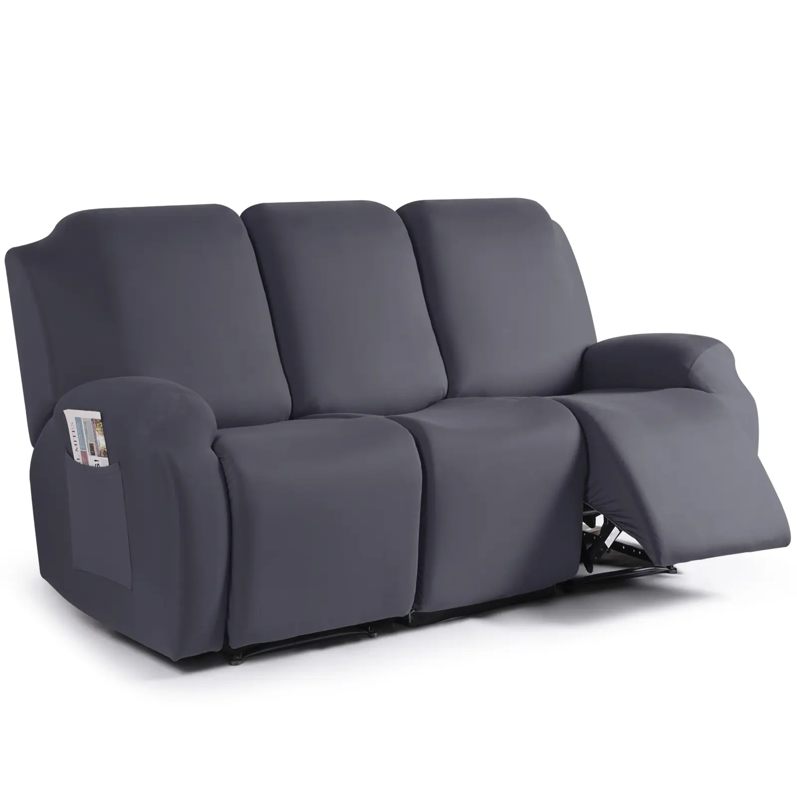 TAOCOCO 3-Piece Washable Recliner Couch Slipcover, Soft Polyester Stretch Protector for 3-Seater Sofa, Anti-Dirt Cover with Pockets