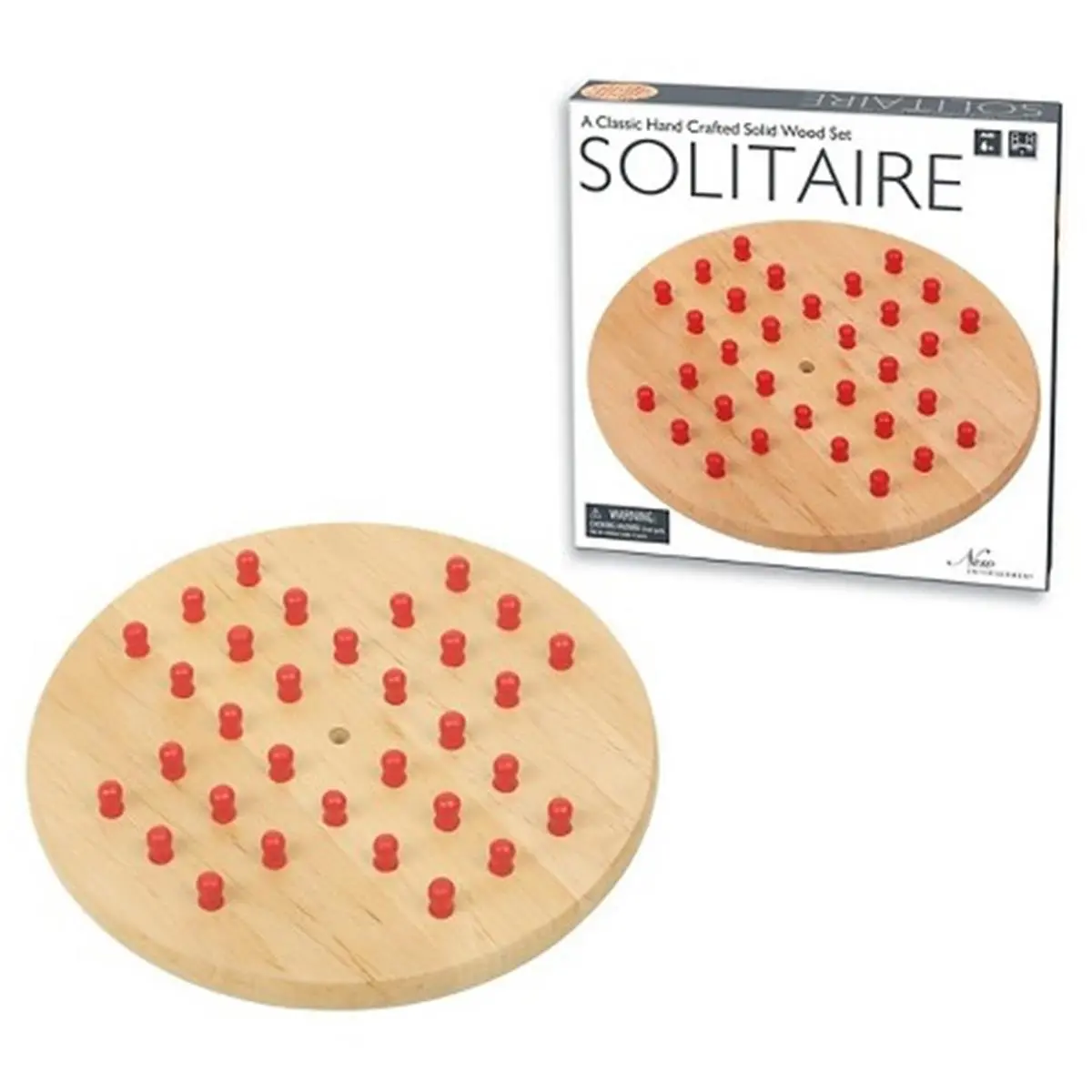 212 MAIN Classic Hand-Crafted Solid Wood Solitaire Board - Wooden Parts Intex Entertainment Tabletop Games Set, Family Game for Sports & Outdoor Fan Shop Use, Family Board Game