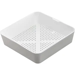 8.5-inch Floor Sink Drain Cover Alternative, Square Drain Basket for Restaurants, Use Below 3 Compartment Sink. Sink Strainer with 0.19-inch Holes, Versatile Plastic Drain Screen Basket