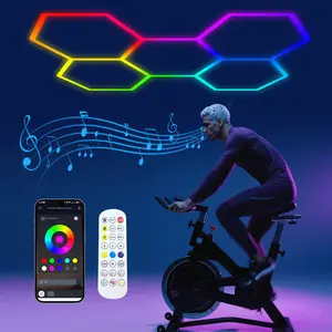 Hexagon Garage Lights: 5 Grid RGB Hexagon LED Lights with Music Sync Mode, App & Remote Control, Multi-Color Honeycomb Light for Gaming Room, Gym, Garage