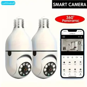 Lumivault Bulb Security Camera, Supports 2.4GHz & 5g WiFi, Outdoor E27 Socket, Indoor 360° Panoramic Monitoring, Full Color Day/night, Smart Wifi Camera, Wifi Indoor Cameras