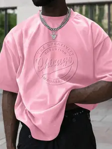 Men Women Short Sleeve Letter Print Loose Fit Casual Top, Comfortable Breathable Fabric Ideal for Daily Wear & Sports