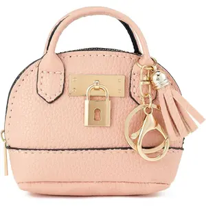 Mini Backpack Keychain for Women, Small Change Pouch Coin Purse Zipper with Key Card Lipstick Headset Cosmetics Bag (Pink)