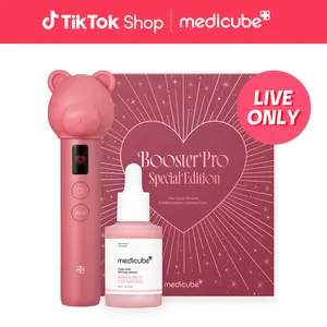 [LIVE Exclusive] [medicube] Booster Pro Love Bear Special Edition Gift Box  |  K-beauty Viral Glass Glow Device + Salmon PDRN Pink Peptide Serum