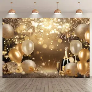 Party Balloon Pattern Wall Mural, 1 Count Glitter Balloon Pattern Wall Decor, Party Decoration Supplies for Birthday Anniversary, Banners