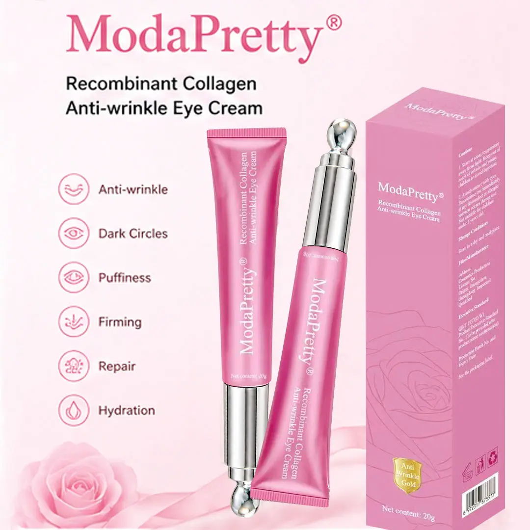 ModaPretty Recombinant Collagen Anti Wrinkle Eye Cream for Dark Circles and Puffiness, Anti Aging Under Eye Cream with Peptide Matrix & Retinol, Wrinkle Smoothing, Lifting & Firming Cream for Eye Bags