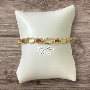 Angeline 14K Gold Plated Red Gemstone Bracelet Adjustable 7-8 Elegant Design Versatile Jewelry