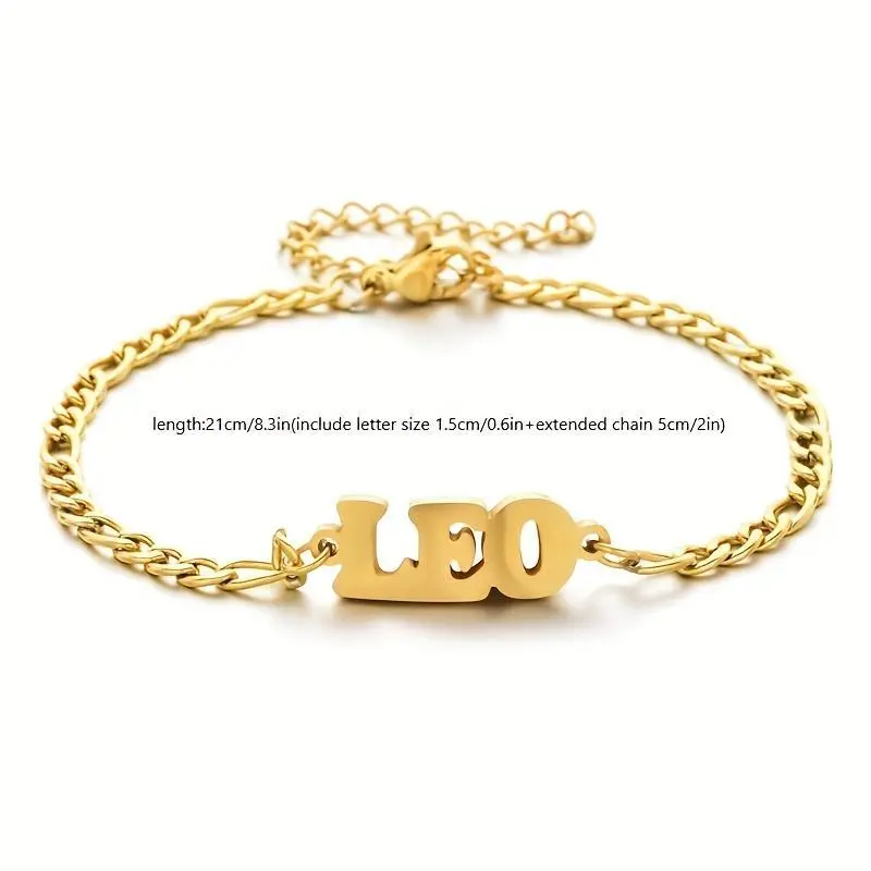 1PC Stainless Steel Women's Jewelry 12 Constellation Letter Charm Bracelet Gift 1PC Stainless Steel Women's Jewelry 12 Constellation Letter Charm Bracelet Gift
