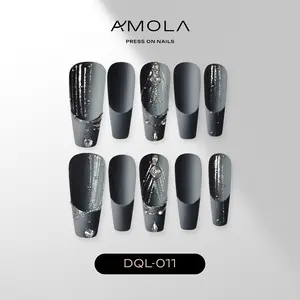 (Buy 2 Get 1) AMOLA Dramatic Collection 2 - Press on nails Handmade Press-On Nails [Free Tools with 3M Glue Tabs] Reusable, Long-Lasting, Salon-Quality
