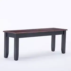 Cherry & Black Wood Blooming Dining Bench Shaker Style 48W x 14D x 17.25H Rubberwood Veneer MDF Two Tone Finish 600 lbs Capacity