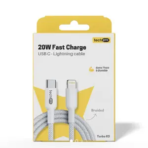 TechPro Volxbot Fast Chargers 20W USB C to Lightning Cable Turbo R3 Extra Thick Durable Braided