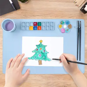 DIY Silicone Drawing Board DIY Painting Supplies with Paint Tray and Water Cup