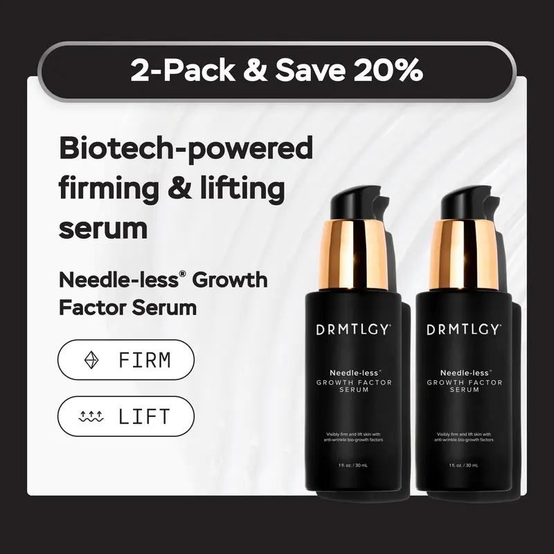 DRMTLGY Needle-less Growth Factor Serum Duo (2-pack) - Biotech-Powered Serum Lifts and Firms Skin with Peptides, Ceramides, and Hyaluronic Acid
