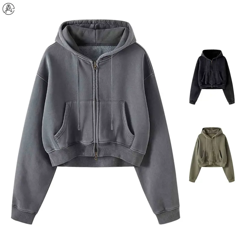 crop zip hoodie - TikTok Shop