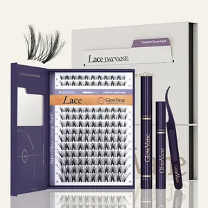 Lace | GlowVane TrueCurve Lash Clusters Kit Manga Volume 0.03mm Curved Band Soft Lightweight 8-18mm DD Curl DIY Lash Extensions for Beginners