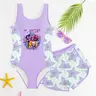 Girls' Fashion One-Piece Swimsuit Set, Star Print Kids Swimwear, Summer Swimwear, Girl Split-Back Briefs, Slim-Fitting Party Style