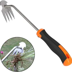 2026 Best Tools- Weed Puller Tool 4 Teeth Manganese Steel Ergonomic Rubber Handle Portable Garden Weeder Tool for Vegetable Gardening Farm Planting Gifts