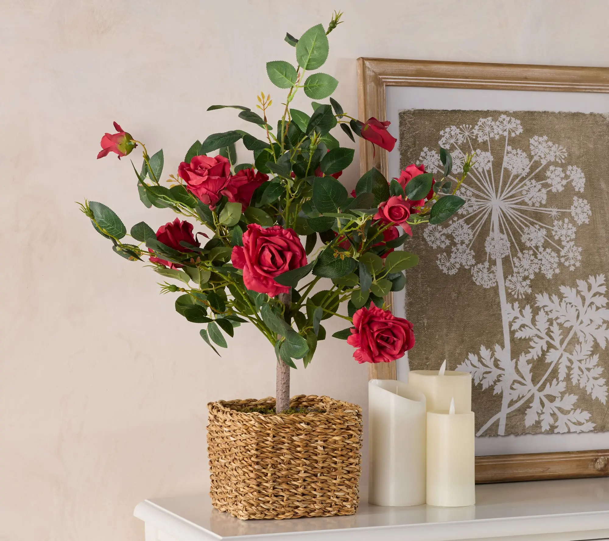 Wicker Park 27" Indoor/Outdoor Faux Rose Bush with Pot