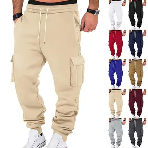 Men's Fleece Lined Cargo Joggers - 10 Color Winter Casual Work Pants with Multiple Pockets, Elastic Drawstring Waist, Slim Fit Streetwear Trousers for Outdoor Sports, Gym, Daily Wear - 100% Polyester Durable Fabric - S-3XL Sizes