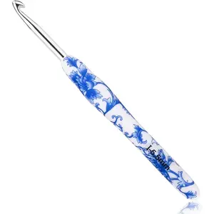 5.5 mm(I) Crochet Hook, Ergonomic Handle for Arthritic Hands, Soft Rubber Grip Extra Long  Knitting Needles for Beginners and Knitting Crocheting Yarn (5.5mm-I)