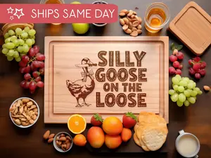 Silly Goose Cutting Board, 1980s Blue Ribbon Geese, Vintage Kitchen Decor, Grandma's Country Kitchen Decorations, Charcuterie Board Gift