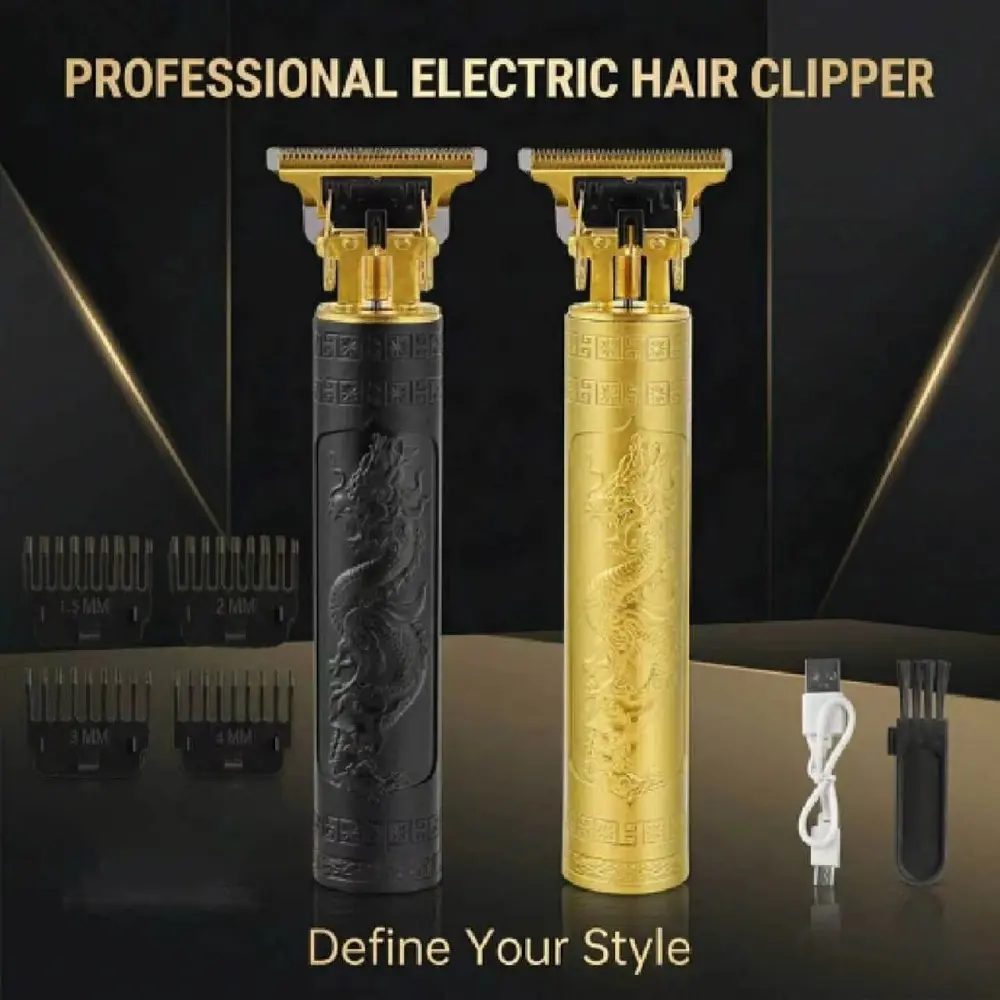 Men's multifunctional electric grooming device | Hair cutting+beard trimming 2-in-1 portable design with USB charging cable for worry free home use, convenient travel, and an ideal texture gift for men Cordless Hair Clippers Cordless Clippers Set Golden