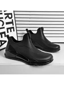 Men's Non-Slip Kitchen Rain Shoes, Waterproof Oil-Resistant Work Boots, Short Waders for Car Washing Fishing, Durable Water Shoes