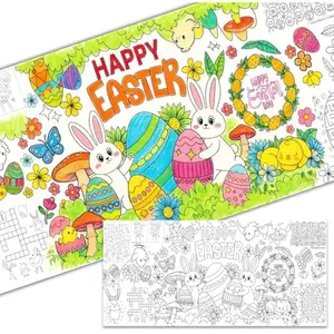 Easter Giant Coloring Tablecloth 35" x 75" - Easter Crafts for Kids, Jumbo Paper Banner & Poster, Coloring Games & Party Activities - DIY Decorations & Gifts Games & Festive Decor