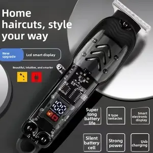 Professional hair clipper with transparent LCD digital display, electric hair clipper for barbershop, carving oil head electric trimmer, men's edge trimmer and shaver