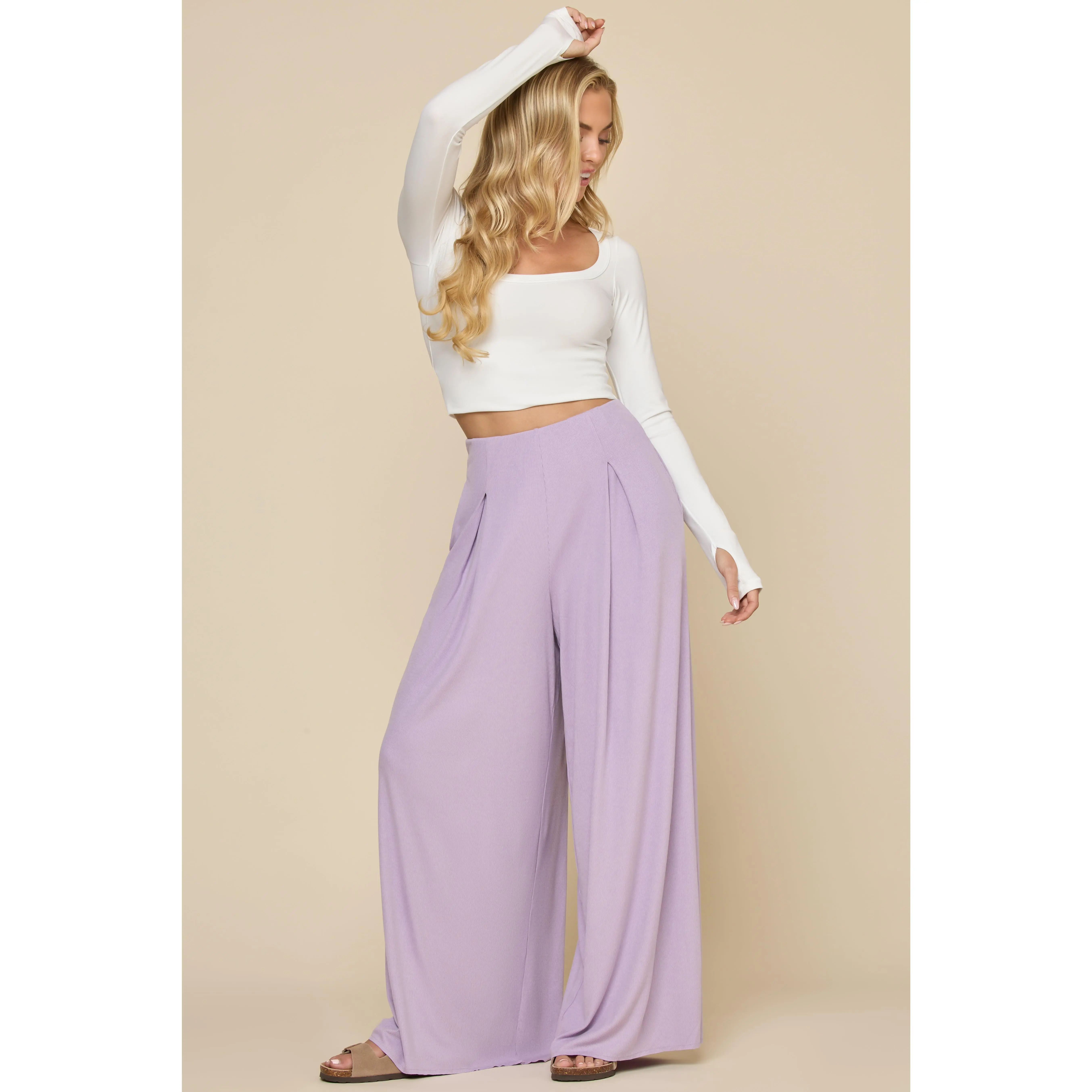 Go With The Flow Wide Leg Pant - Lavender Haze