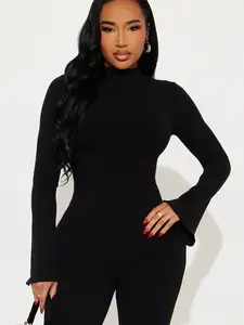 Seraphina Snatched Long Sleeve Jumpsuit - Black