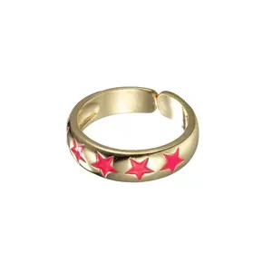 Gold Stackable Pink Star Ring