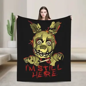 At Freddys Springtrap Blankets Fleece  Winter FNAF Game Breathable Warm Throw Blankets for Home Bedroom Bedspread