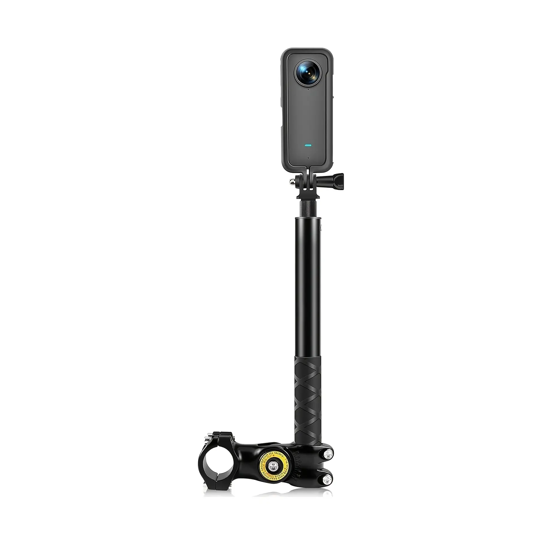 Adjustable Compact Cordless Aluminum Alloy Camera Mount with Sectional Locks for Bike/Motorbike, 11-44.7in Shake-Free Monopod Selfie Stick Compatible with GoPro, Insta360 X4/X3 Action Cameras for Off-Roading