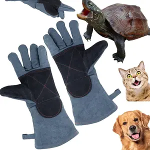 HOMEYA Animal Handling Gloves, Bite Proof Double Leather Reinforced Padding Dog,Cat Scratch,Bird Handling Falconry Gloves Grabbing Reptile Squirrel Snake Bite for Men & Women